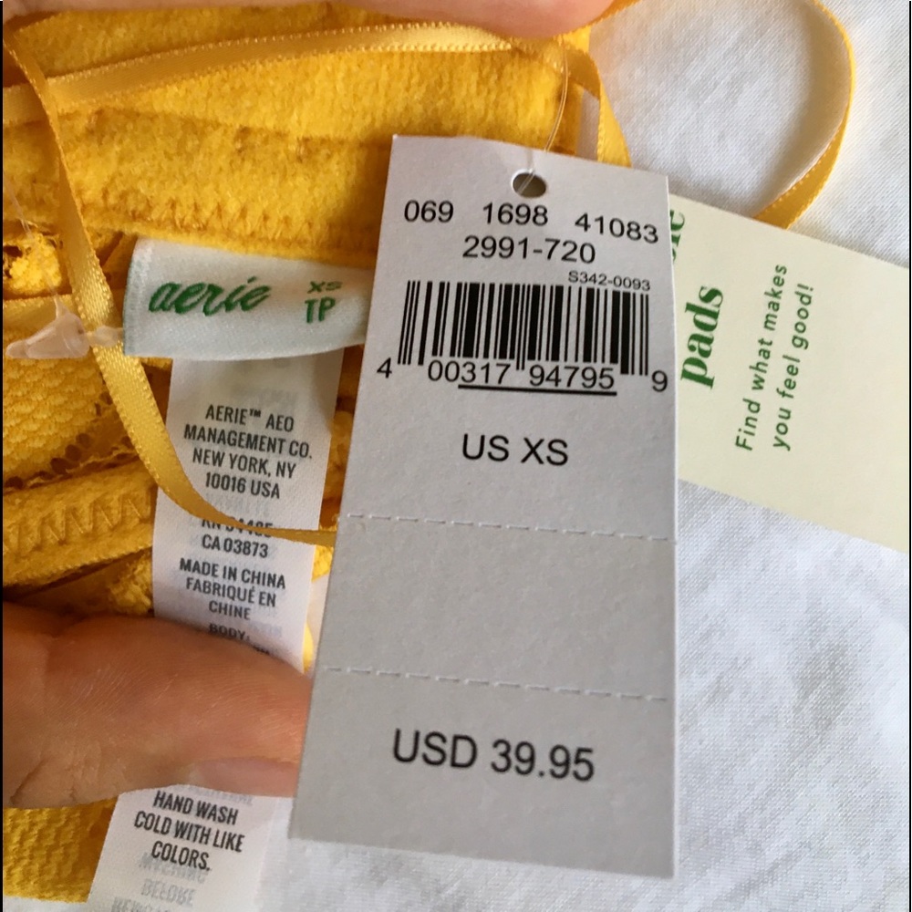 NWT Aerie yellow lace flower halter bralette - Picture 5 of 5